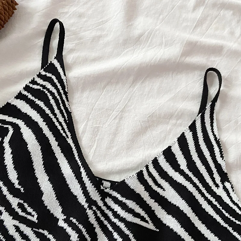 Zebra-print Camis Women Crop Top Sexy Design Slim All-match BF High Elasticity Tender Lady Summer Clothing Cute Breathable Cool