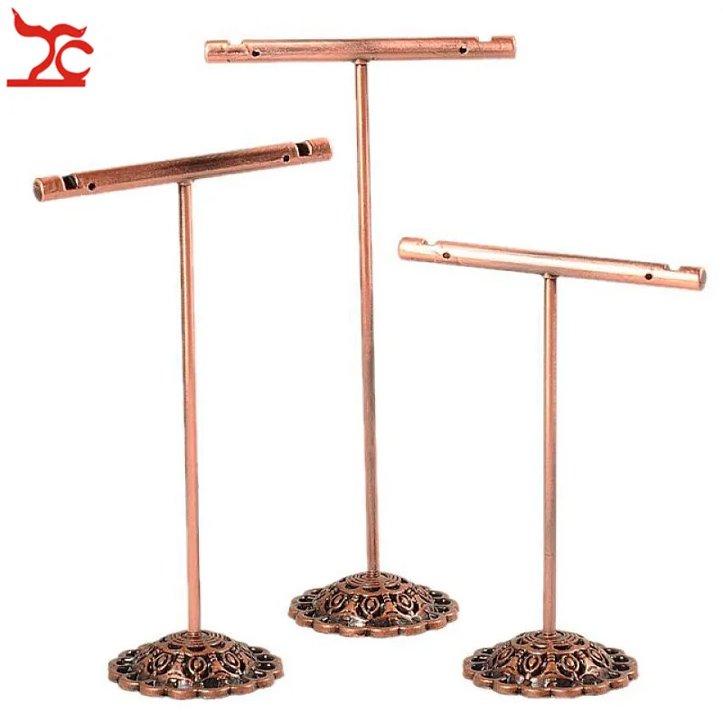 

3Pcs/Set Portable Earring Jewelry Display Rack Metal Stud Necklace Organizer Ornament T Bar Hanger Showcase Holder Stand