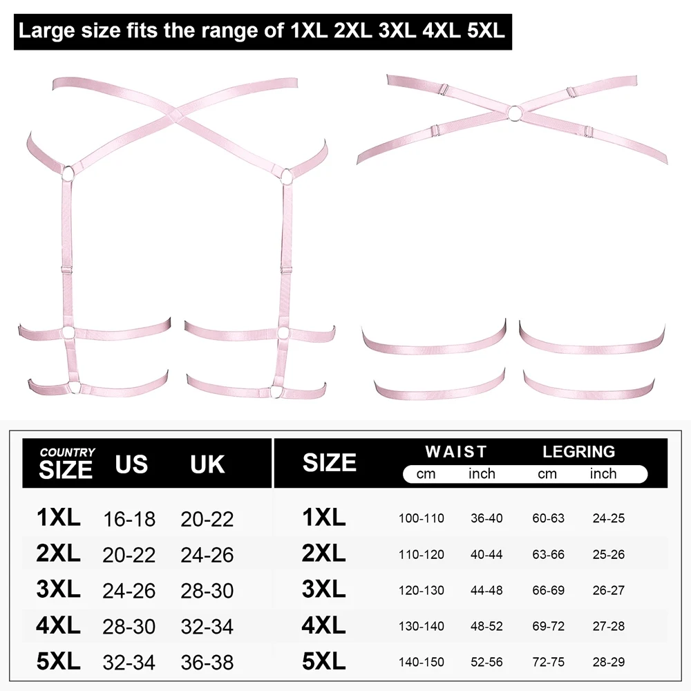 Bsie M SFP pour femmes aux gros seins, lingerie sexy, grande taille, fétiche, punk, gothique, jarretelles corporelles, ceinture d'épée, bas, 7.0