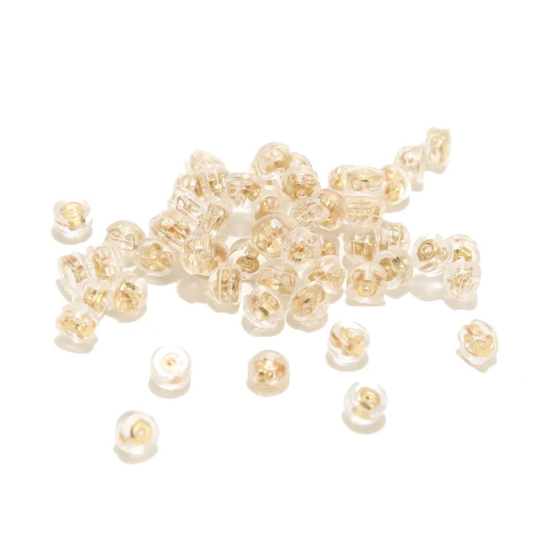 

20pcs Gold Plated Charm 5mm Width Rubber Ear Back Stoppers Brass Ear Plugs For DIY Jewelry Making Earring Accessories