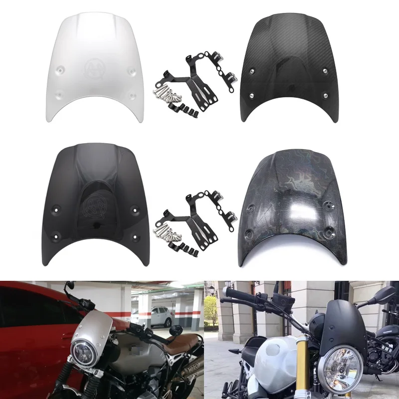 

Motorcycle Headlight Fairing Windscreen Windshield Aluminum For BMW R1200 Nine t R 9T 2014-2017 2018 2019