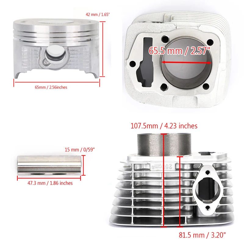 Areyourshop 250cc Cylinder Piston Gaskets Kit 65.5mm for Honda 250CM3 ATC200 XL200 ATC XL 200 16214-KPS-900 16214-KPS-901