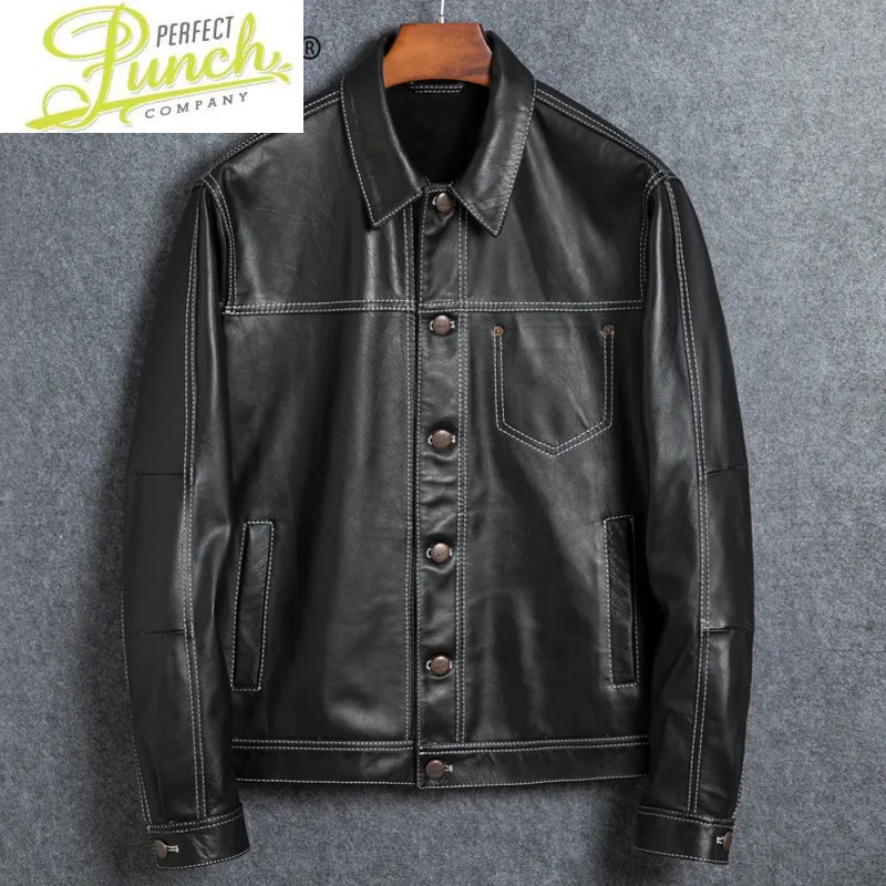 

Jacket Genuine Leather Men Short Vintage Autumn Cow Leather Jackets and Coats Motorcycle Veste Cuir Homme 1926 YY297