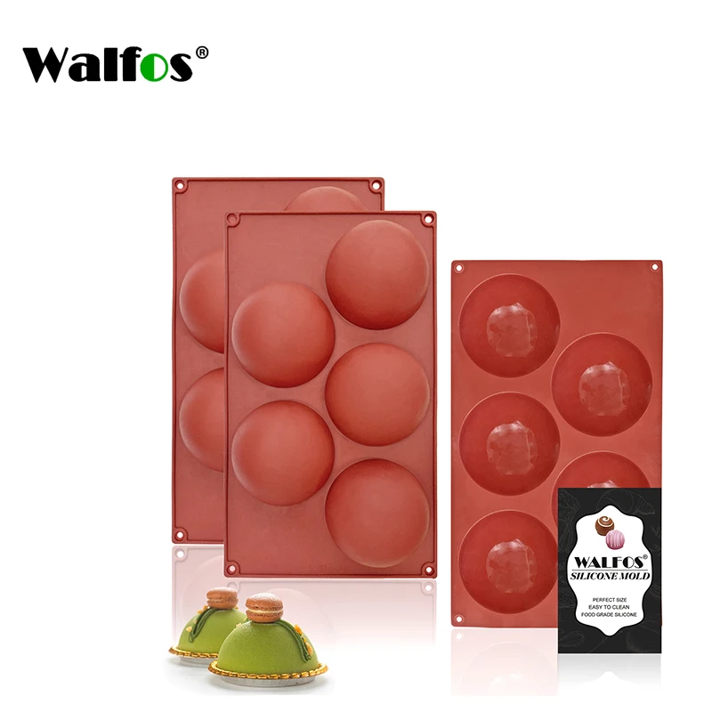 

Walfos Large 6-Cavity Semi Sphere Silicone Mold Half Sphere Silicone Baking Molds for Making Chocolate Cake Jelly Dome Mousse