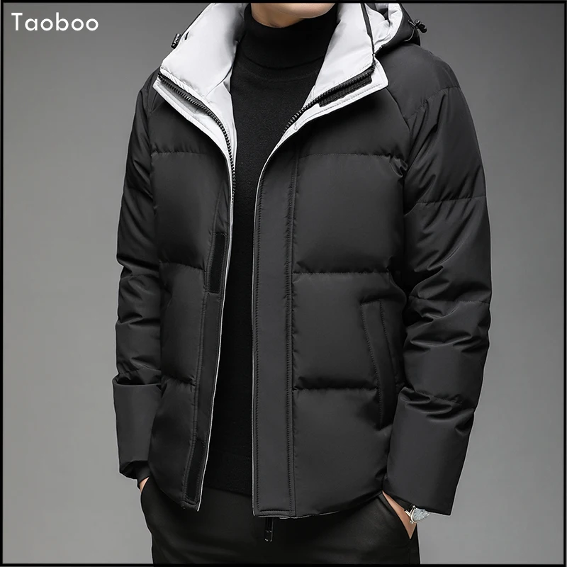 Männer Winter Jacke Casual Winter Stehkragen Puffer Dicken Hut Weiße Ente Parka Männlichen Mantel herren Winter Unten jacke Mit Kapuze