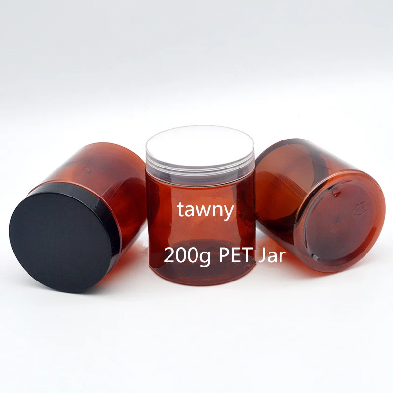 250g Plastic Jar Cosmetic Cream Jar Plastic Lid Tawny bottle PET Container Mask can Cosmetic Container Empty Food Packing Cans