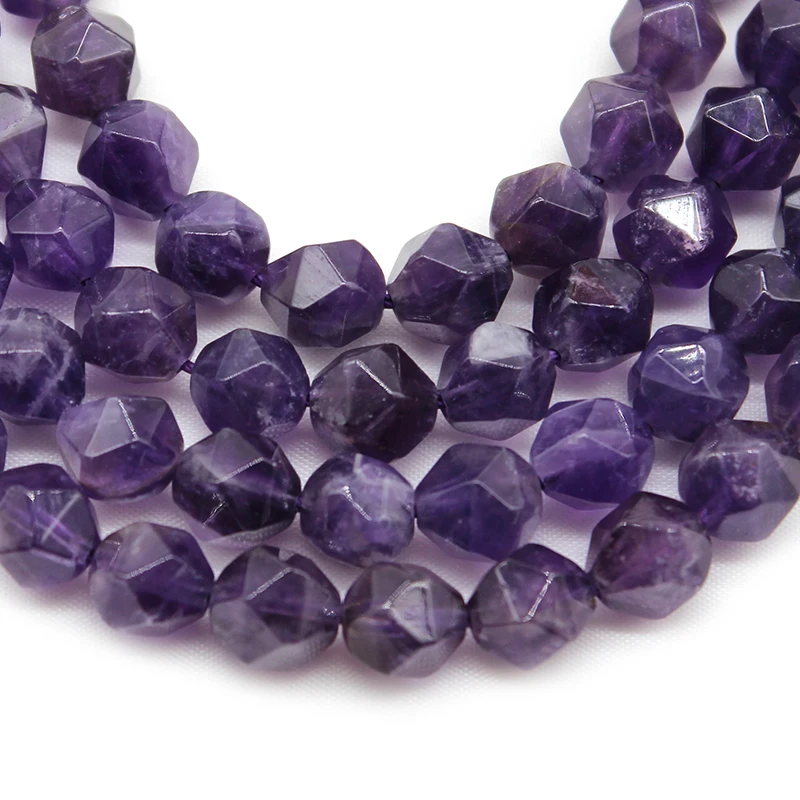 Natural Stone Beads Faceted Purple Amethysts Loose Spacer Beads  For Jewelry Making DIY Accessories Bracelet 15\'\'strand 6mm-10mm