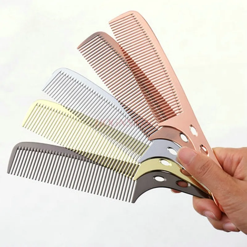 professional hair comb Hair Stylist Professional Haircut Comb Aluminum Thin Section Male Combs Flat Head Hairbrush Hairdressing