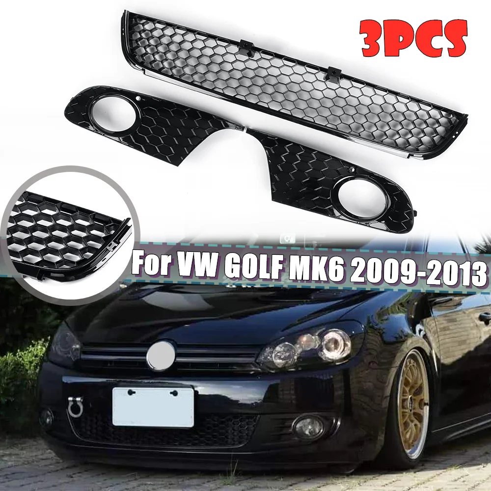 

Front Bumper Grille Mesh Grill Fog Light Cover Honeycomb Lower Grille For VW Golf 6 MK6 Non-GTI 2009 2010 2011 2012 2013