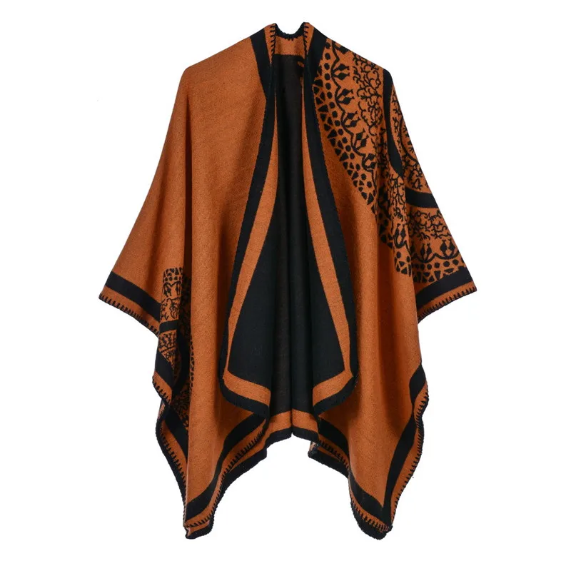 Luxury Brand Ponchos coat 2023 Cashmere Scarves Women Winter Warm Shawls and Wraps Pashmina Thick Capes blanket Femme Scarf