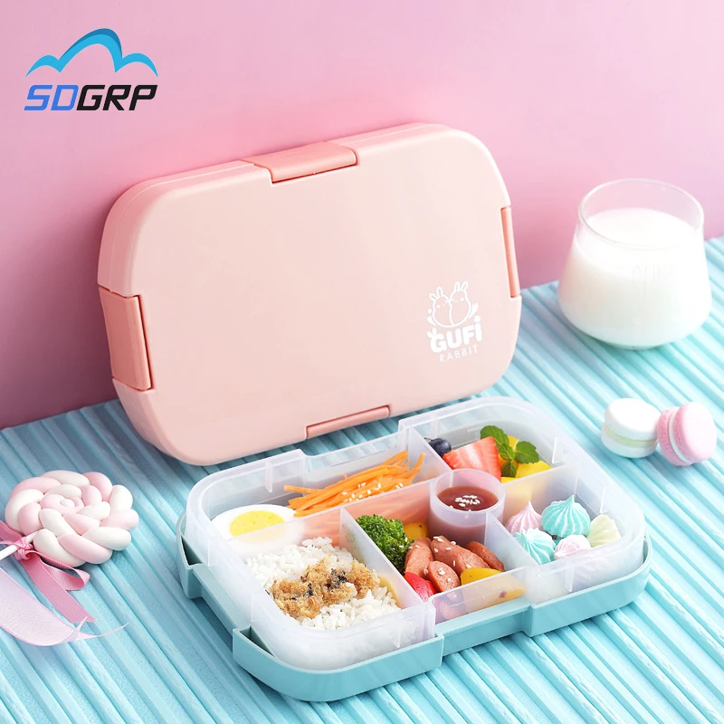 INS 920ml Children's Lunch Box Microwave Oven Student Lunch Box Plastic Compartment Portable Leak-Proof Outdoor Travel Storage