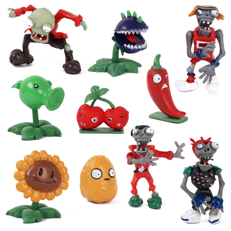 Anime Plants Action Figures Vs Zombies Pvz SunFlower Peashooter Snow Pea Repeater Squash Kid Children\'s Toy Set