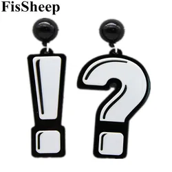 FishSheep New Acrylic Question & Exclamation Mark Drop Earrings For Women Long Dangle Fun Earrings Fashion Party Korean Jewelry