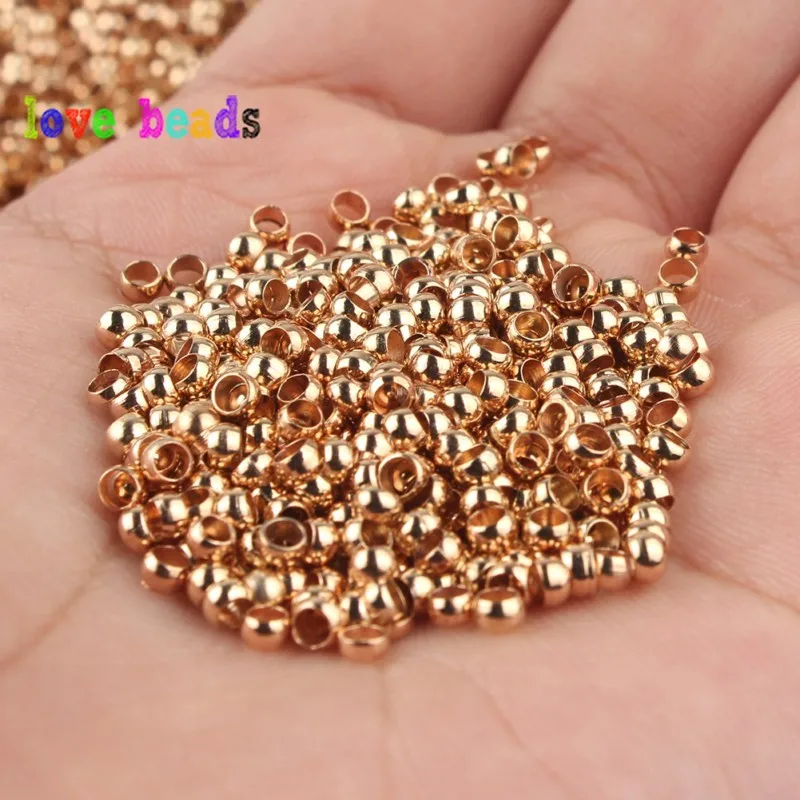 500 Stück/Los Kupfer-Metall-Kugel-Endperlen 2/2,5/3 mm Stopper-Abstandshalter-Perlen für DIY-Schmuckherstellung, Zubehör und Komponenten – Detail 8