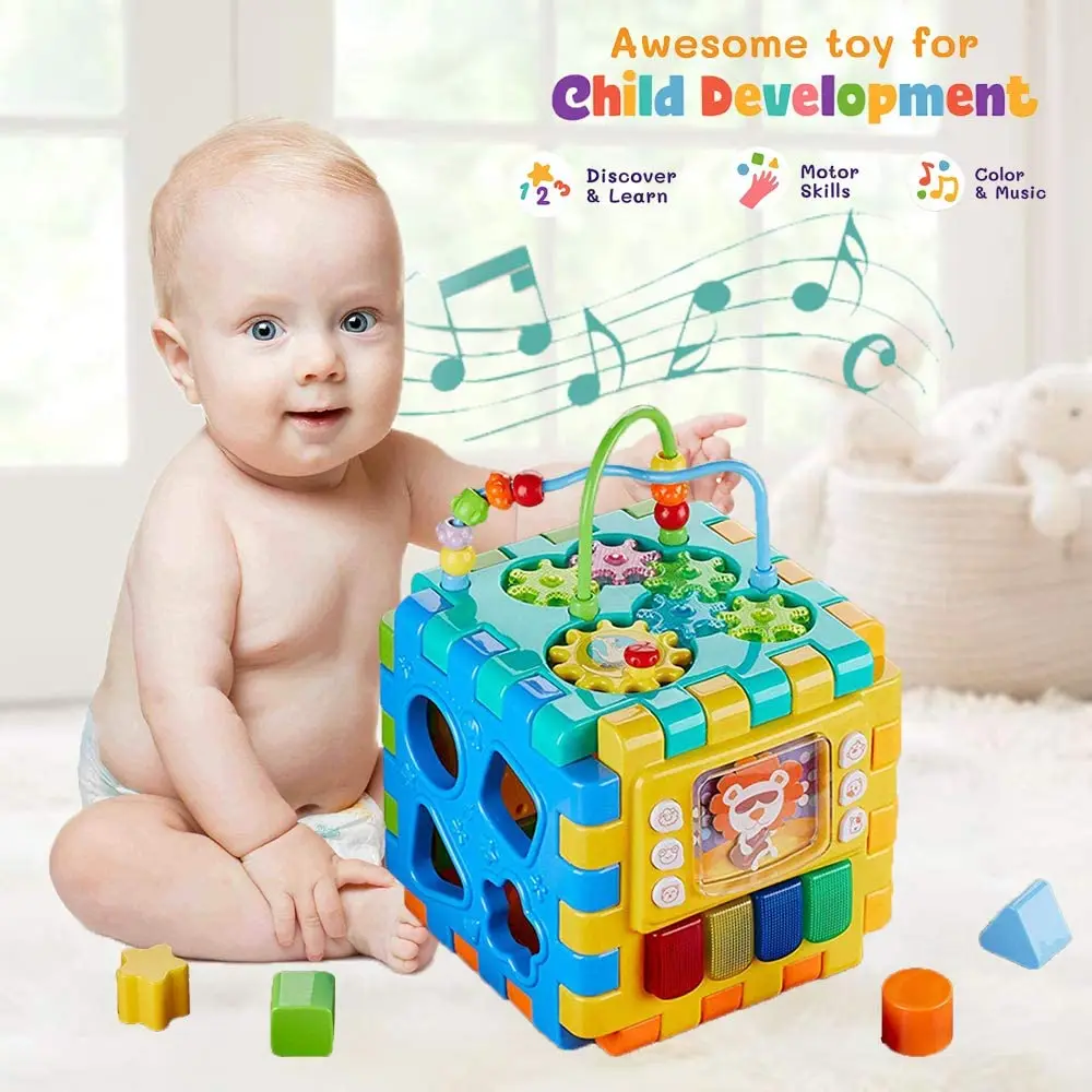 Yooap Baby Toys 6 in 1 Activity Play Cube Six-Sided Box Montessori Shape Match Infant Development Educational Toy For Kids