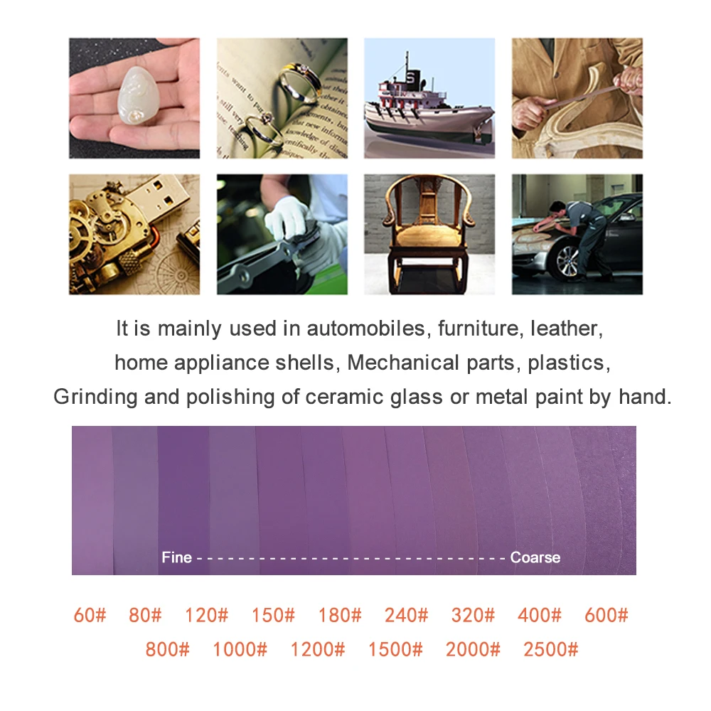 10 Sheets 9"x11" Silicon Carbide Abrasive Sandpaper 60 to2500 Grits Wet/Dry for Automotive Car Sanding Wood Furniture Finishing