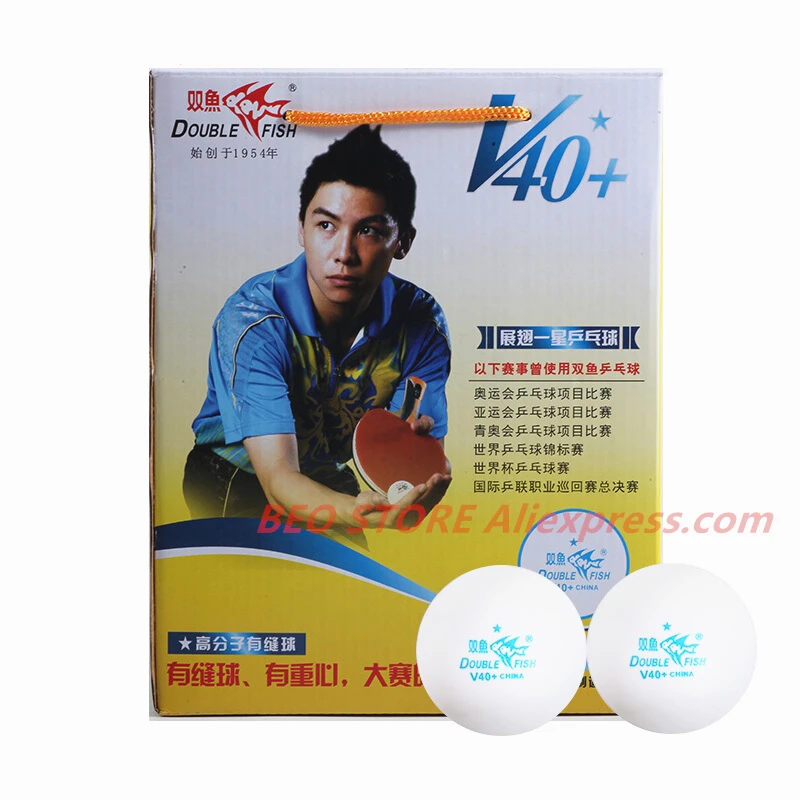 Balles de tennis de table double poisson V40 + 1-Star ABS, 100 pièces, nouvelle collection, en plastique, cousues, entraînement, ping-pong