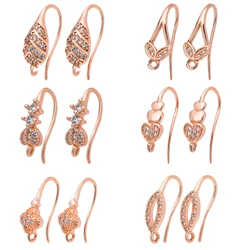 Peixin Luxury Cubic Zirconia Earrings Hook Accessories Rose Gold Brass Women's Dangle Earrings DIY Jewelry Making Charm