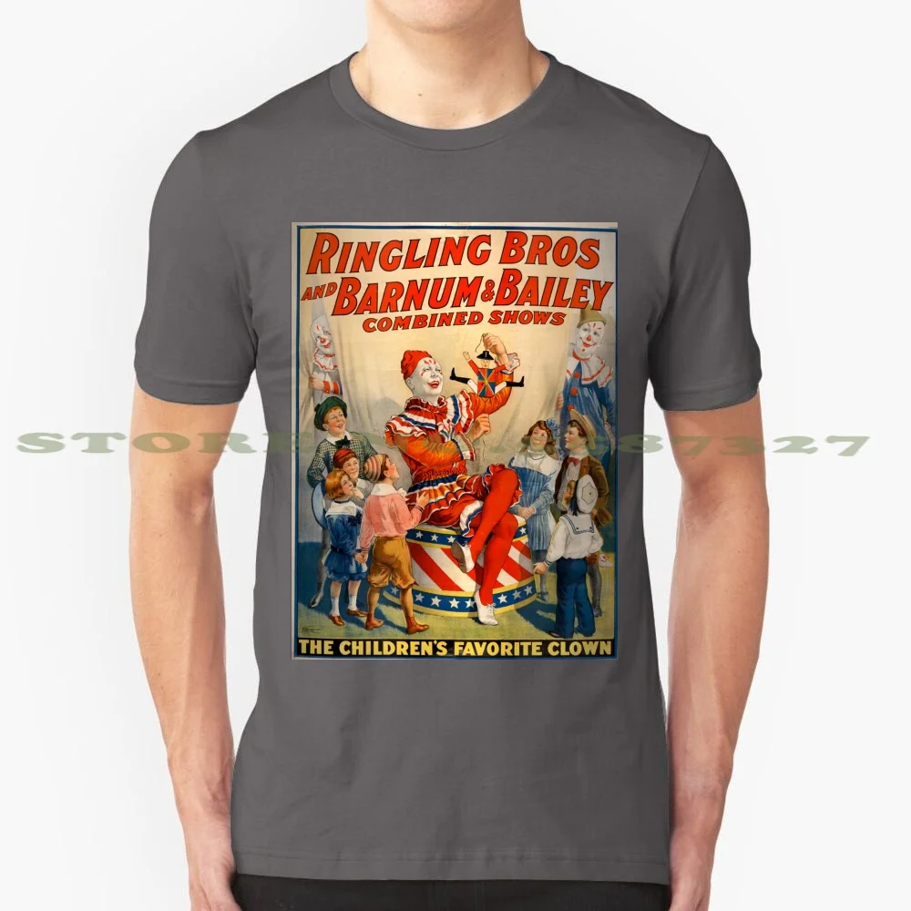 Circus Poster - Ringling Bros Barnum And Bailey 100% Cotton T-Shirt Clowns Entertainment Americana Carnival Circus Arts Clown