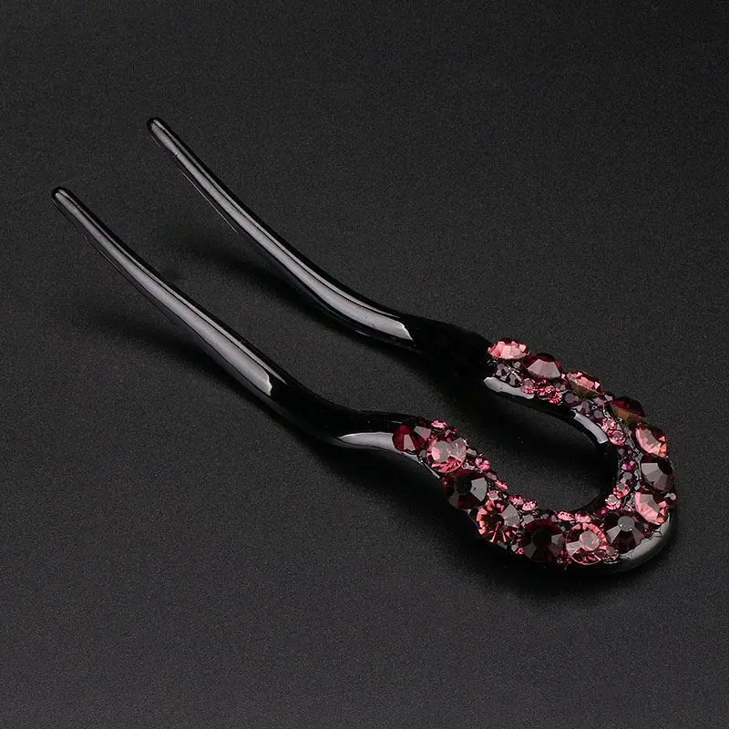 Vintage Hair Accessories Crystal Hairpins U-Shape Hair Stick Pin Hairclips Women Rhinestone Flower Hairpin Fashion Combs