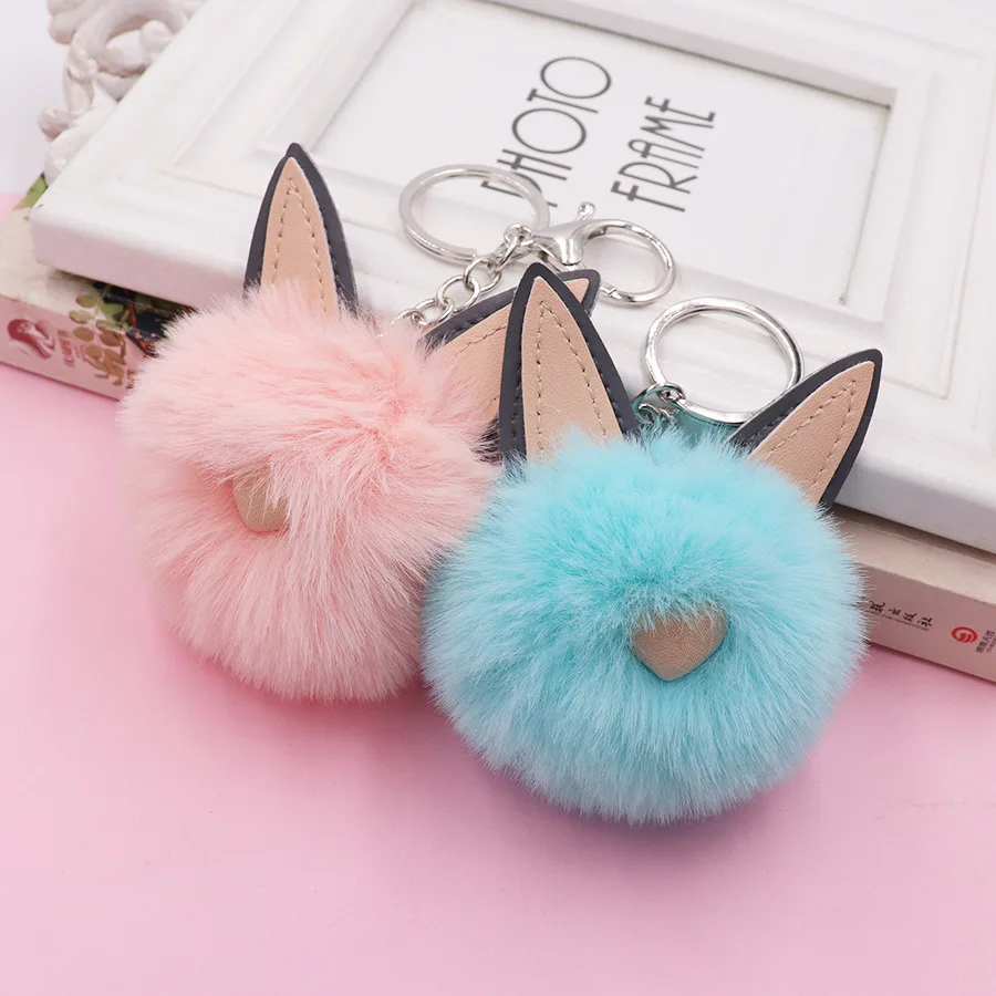 

pretty fashione New creative Fashion New cat with pointed ears Plush Ball Keychain cute bag Pendant couple birthday gift