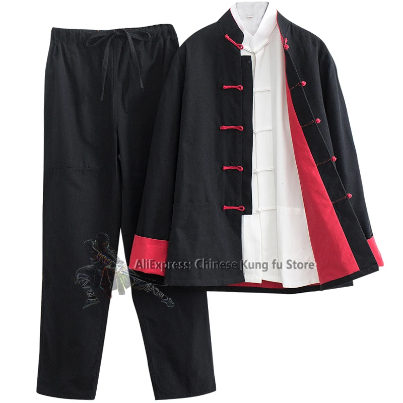 3 Pieces All Cotton Chinese Martial arts Suit Kung fu Tai chi Uniform Wushu Coat Wing Chun Casual Tang Clothes