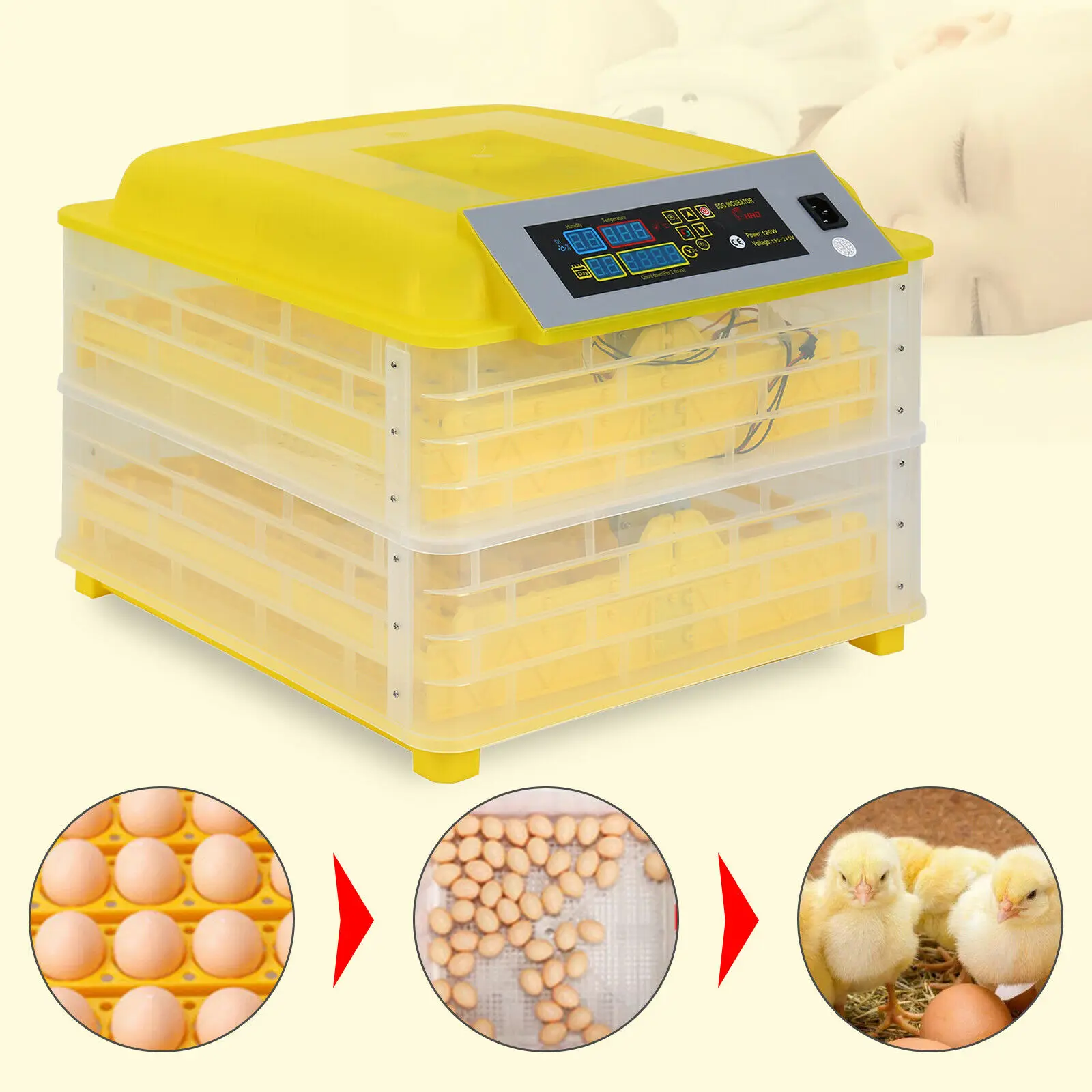 

112 Digital Chicken Egg Incubator Hatcher Temperature Control Automatic Turning for Hatching Chicken