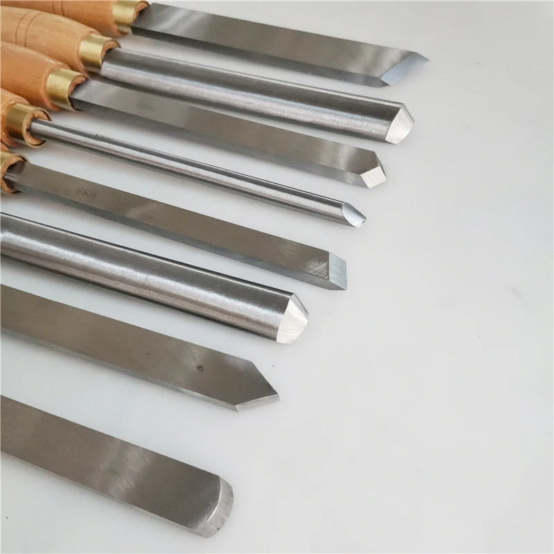 8pcs/set High Speed Steel  Lathe Cutter Tools Wood lathe Tool Holder Lathe Chisel Wood Turning Tools Woodworking Tool