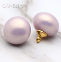 10pcs/lot Size:10mm&12mm Exquisite Pink Oval Resin Pearl Gold Shank Buttonfor Clothing Woman Kids Decorative(SS-2275)