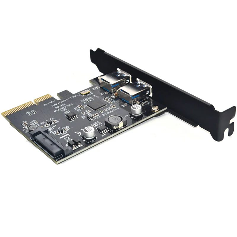 Placas de supervelocidade 10gbps, adaptador usb 3.1 com 2 portas pci-e express 15pin sata conector de energia pcie adaptador asm3142 asusb hub