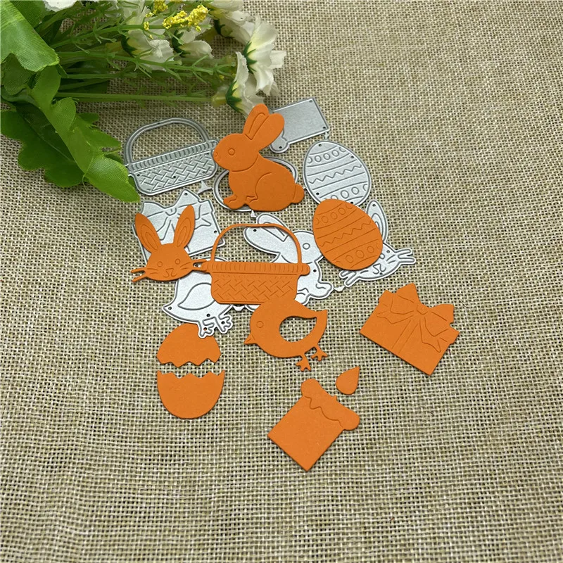 

Easter Egg Rabbit Metal cutting dies mold Round hole label tag Scrapbook paper craft knife mould blade punch stencils dies