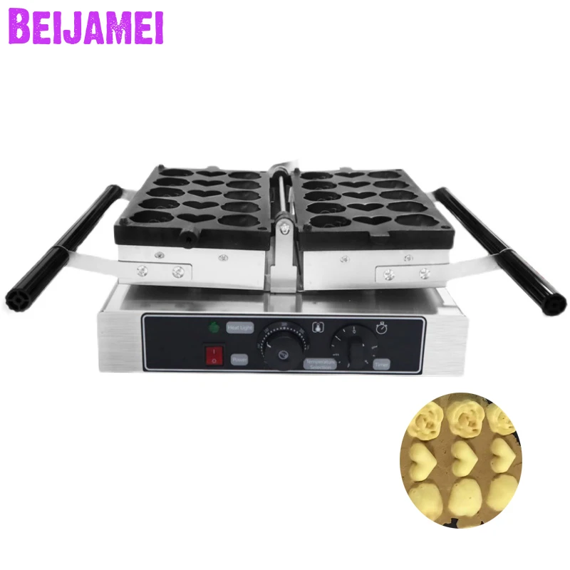 

BEIJAMEI Electric Small Flower Waffle Pan Cooker Commercial Heart Shaped Waffle Maker Machine Iron Baker