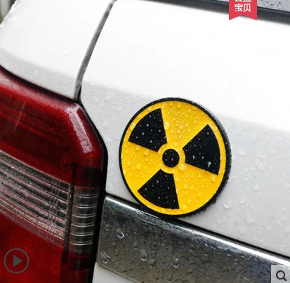 Metal Radioactive Warning Auto Body Side Label and Tail Label Emblems Decals Sticke Car Accessories