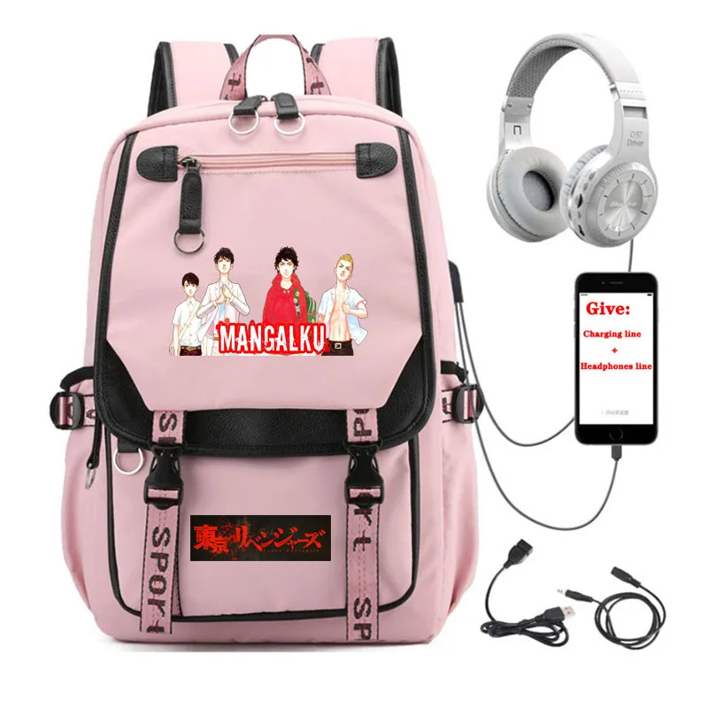 anime Tokyo Revengers backpack Women men Travel Backpack student School book Bag USB Charging teenagers Laptop packsack