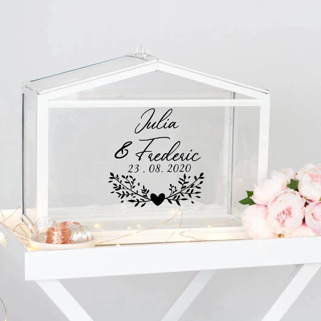 Beauty Wedding Cards and Gifts Box Custom Name Sticker Home Decor Vinyl Wall Stickers For Wedding Party Boxs Art Decal Stickers