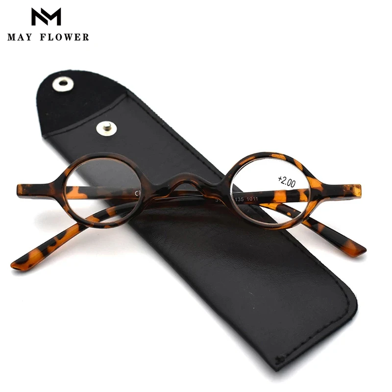 May Flower Smart Male's Glasses Retro Reading Glasses Round Male Eye Glasses With Case Men's Frame Round Grade Glasses oculos +2