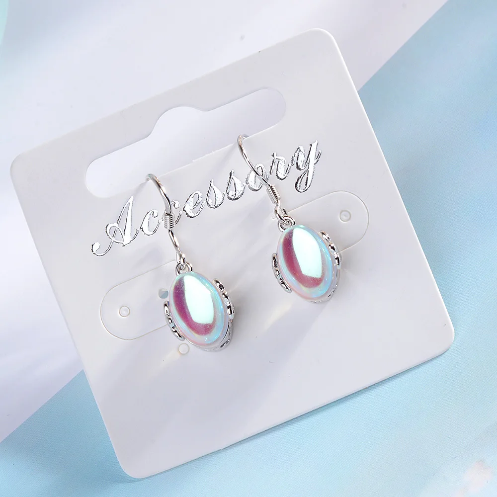 New Sweet Moonstone Opal Stud Earrings For Women Pretty Small Ear Jewelry 925 silver needle Female Earrings