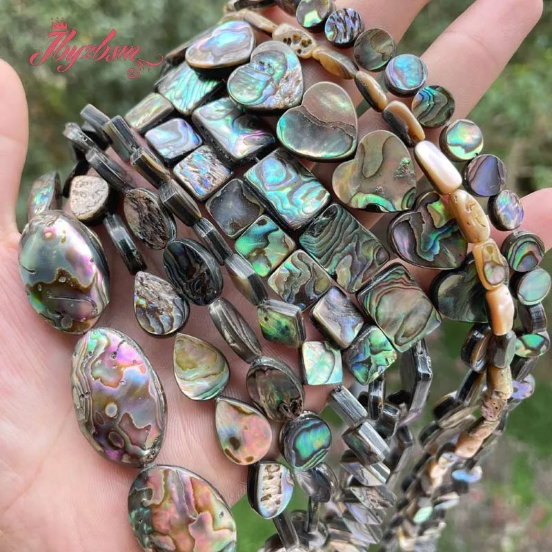 Natural Abalone Shell Multicolor Stone Loose Spacer Beads for DIY Necklace Bracelet Rings Earrings Jewelry Making Strand 15\