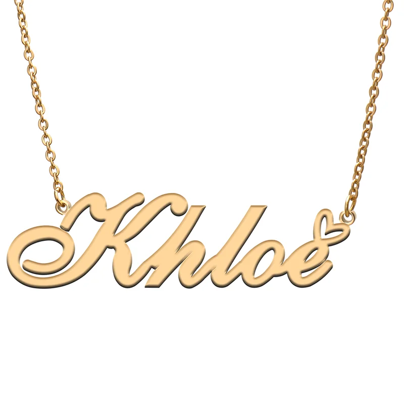 

Khloe Name Tag Necklace Personalized Pendant Jewelry Gifts for Mom Daughter Girl Friend Birthday Christmas Party Present