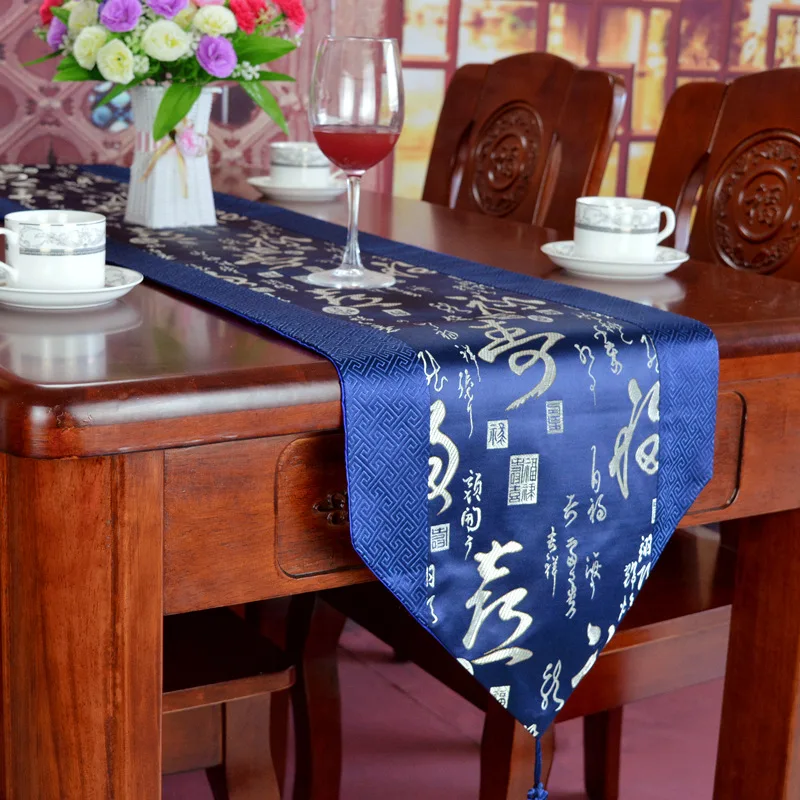 Chemin de table solide de style chinois, nappe à longue bande, chemin de table à manger, TV, couverture de table à chaussures, classique et concis