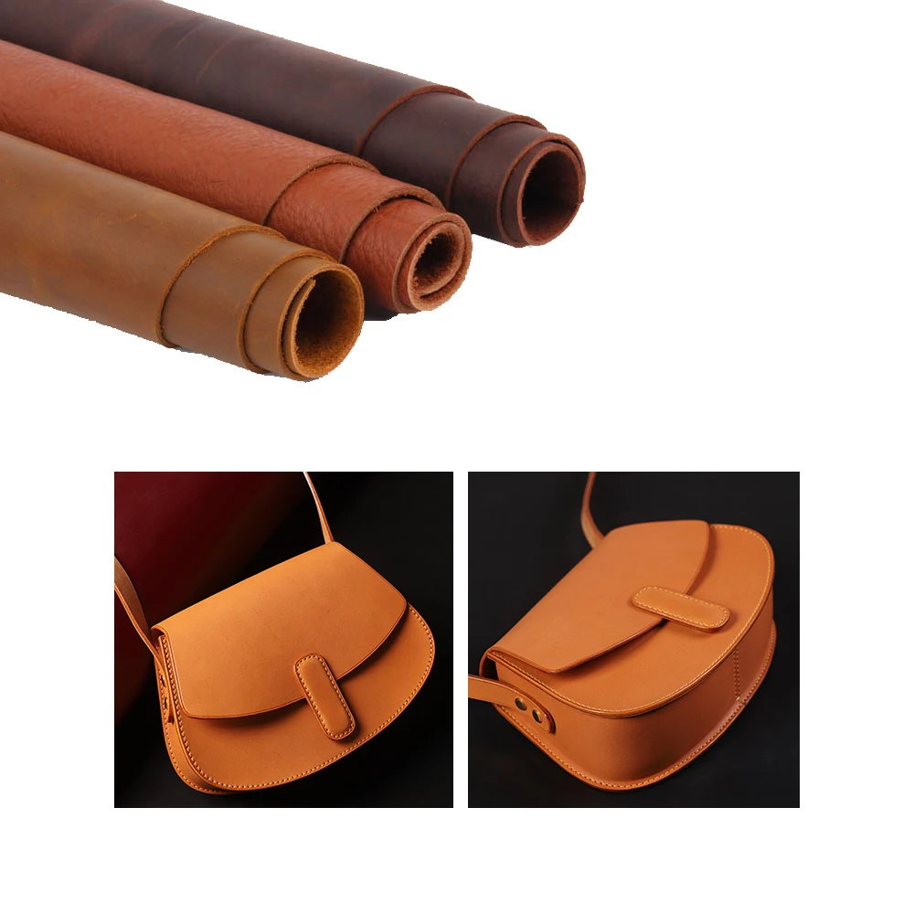 Natural Cow Skin Leather for DIY, Crazy Horse Leather Craft, Belt, Wallet, Bag, Shoes, Notebook, 1.5-2.0mm