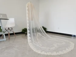 Voile de mariage en dentelle en forme de cœur, couleur champagne/blanc/ivoire, une couche, voile de mariage, voile de mariée