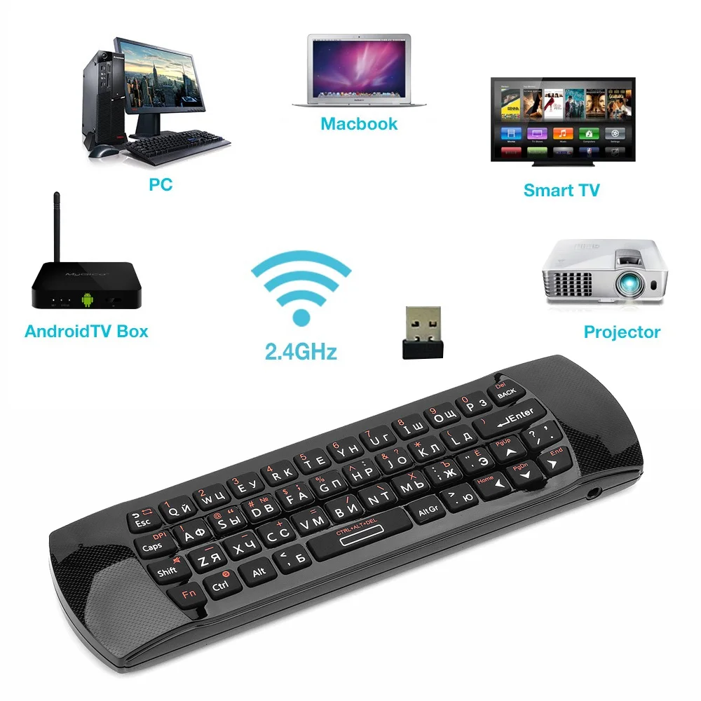 Rii i25A 2.4G Mini Wireless Keyboard Universal Air Mouse Remote Control With Earphone Jack For Smart TV Android TV Box Fire TV