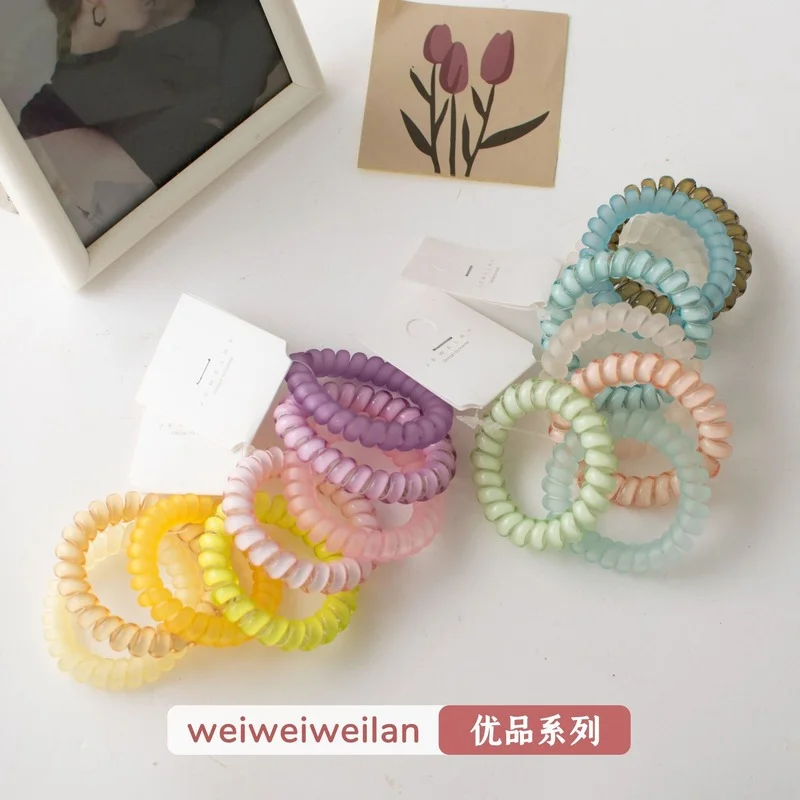 South Korea's new sweet ice cream color phone cord hair ring purple transparent frosted large phone ring seamless hair accessory