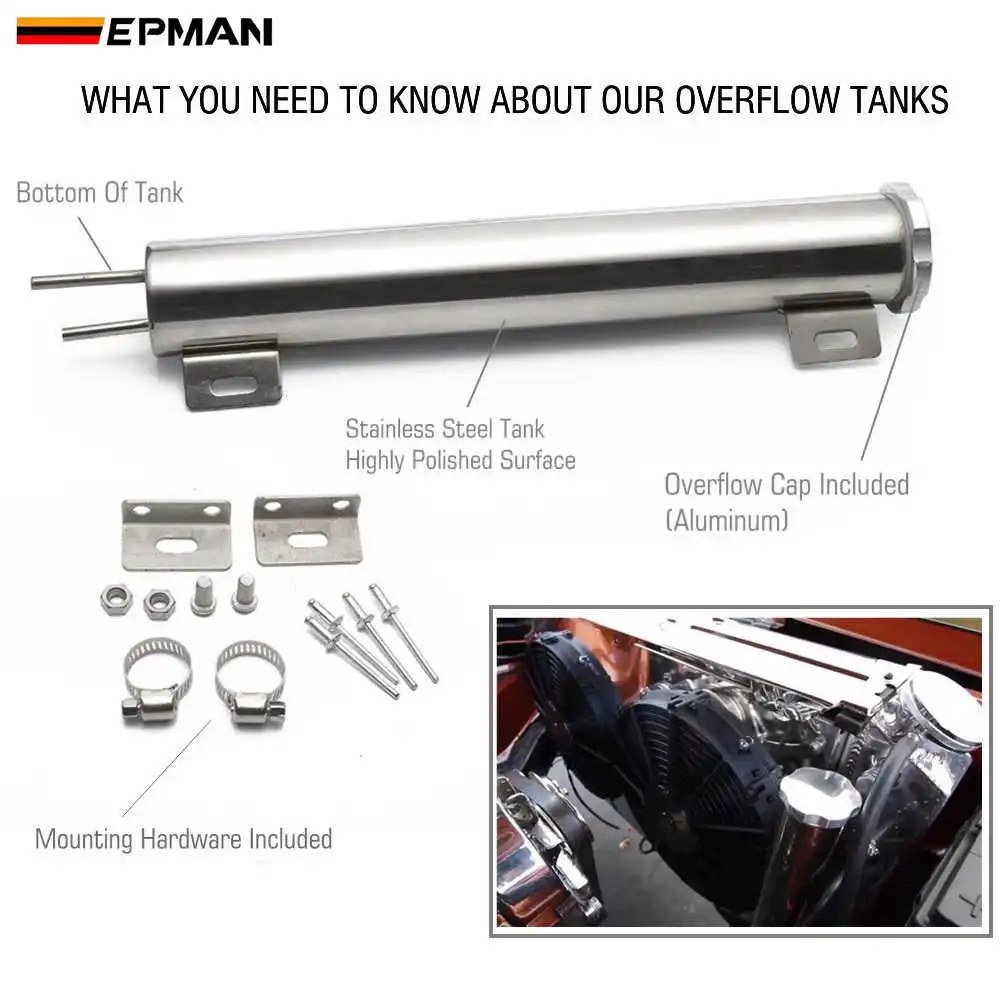 EPMAN Polished Stainless steel Radiator Overflow Tank Bottle Catch Can 2\