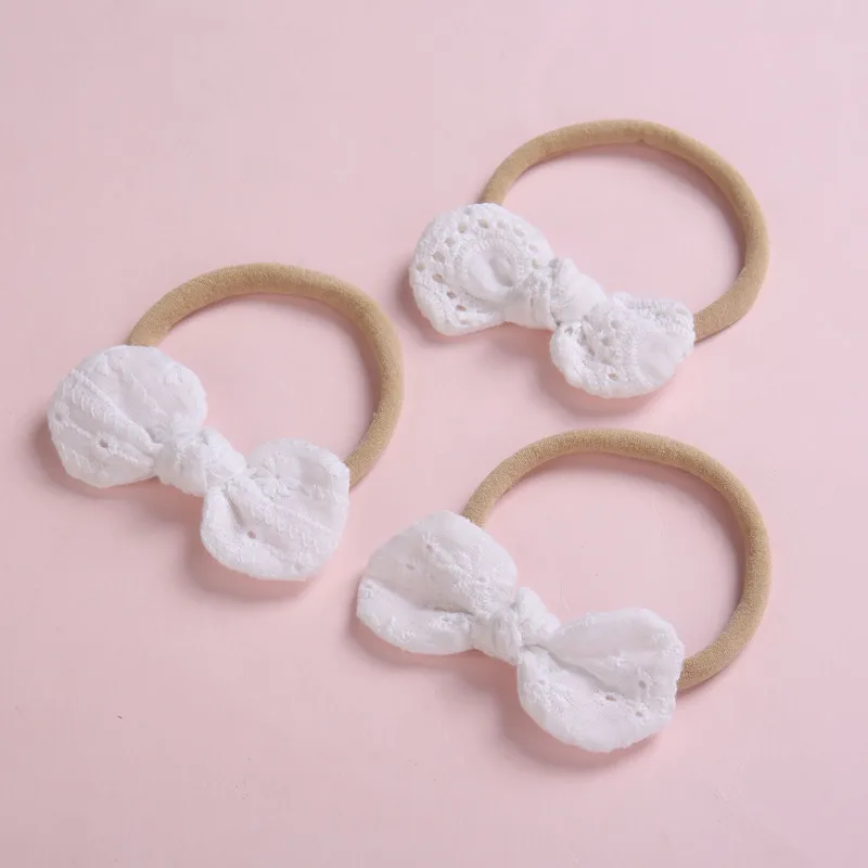 

Baby Lace Headband Girl White Bows Hairband Toddler Cotton Nylon Stretchy Soft Headwrap Children Princess Party Hair Accessories