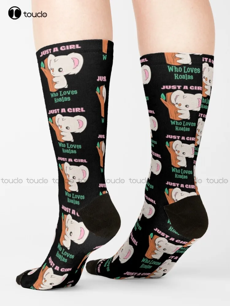 New Just A Girl Who Loves Koalas Socks Pink Football Socks Personalized Custom Unisex Adult Socks Teen Socks