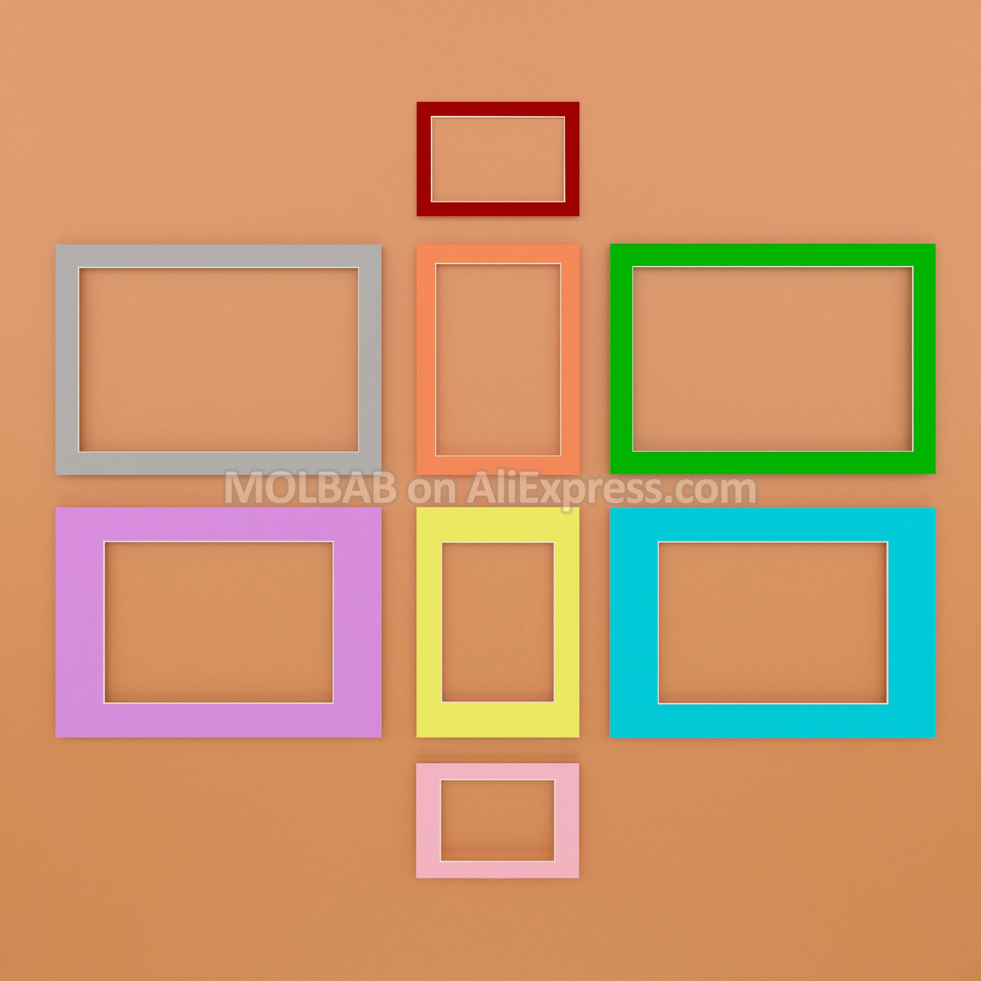 A3A4A5 Photo Mats Dark Red/Gray/Orange/Green/Pink/Yellow/Blue/Purple Paperboard Mounts For Picture Frame Passe-Partout 12PCS/Lot