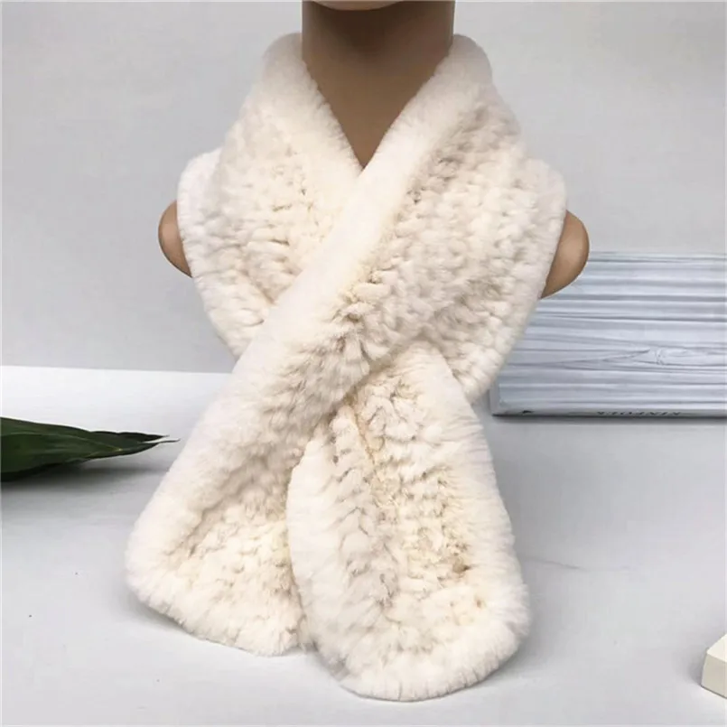 Winter Women 100% Natural Real Rex Rabbit Fur Scarf Natural Warm Fur Ring Muffler Lady High Quality S92