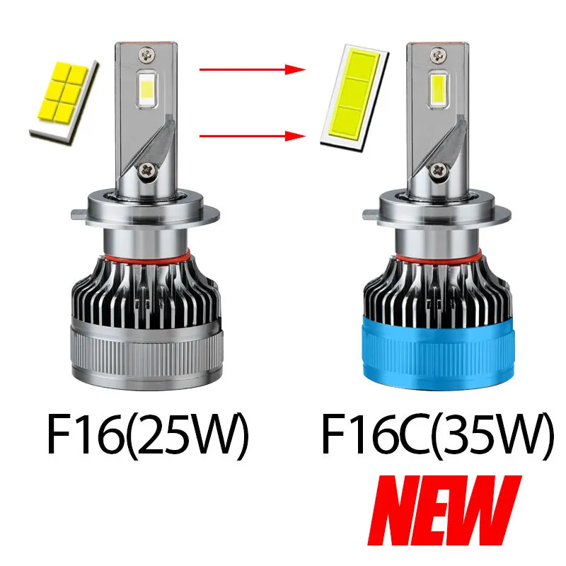 트럭용 LED 전구, 로우 빔 하이 빔, 24V 트럭, H4, H7, H1, H11, 6000K, 12V, LED 헤드라이트, F16C, 6000K, 16000LM, 2 개